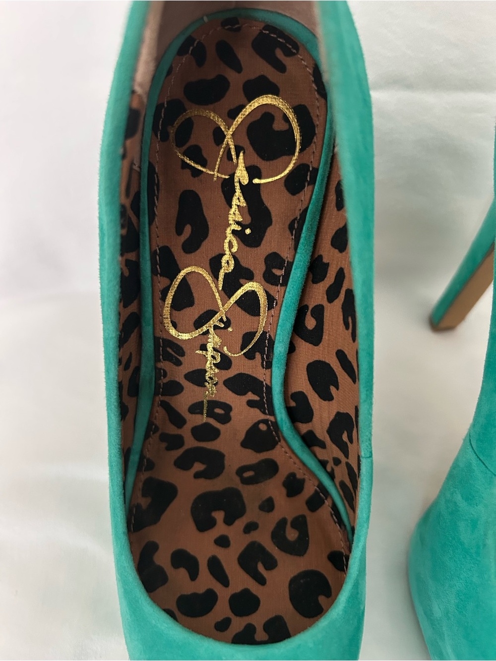 Jessica Simpson Carri Palmetto Green Suede Platform Peep Toe Heels 5M - Picture 11 of 13